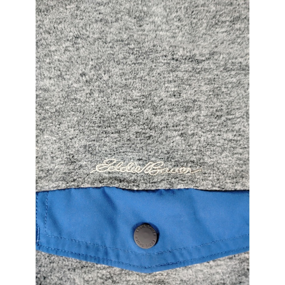 Eddie Bauer Pullover Mens XL Gray Snap Fleece Mock Neck Pocket Casual Gorpcore - Picture 6 of 10